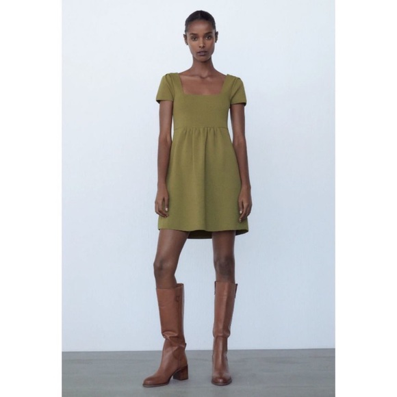 green emerald velvet dress Zara Midi Dress Green  Augustine